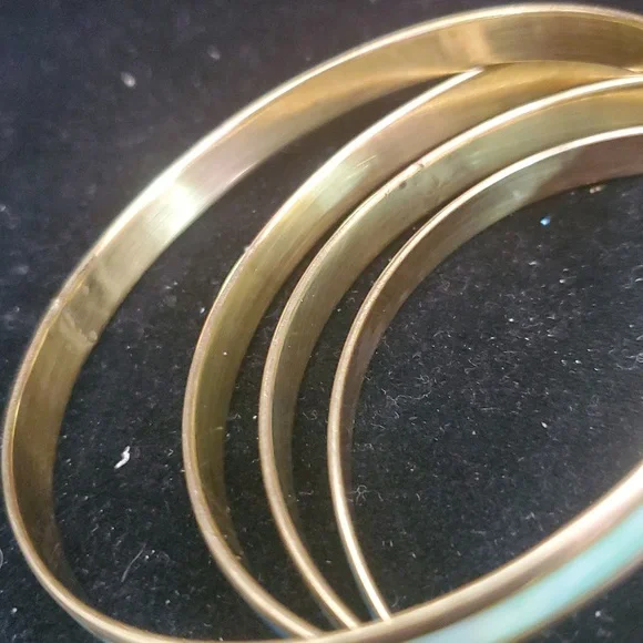 Elegant Gold and Turquoise Bangle Set - Picture 4 of 5